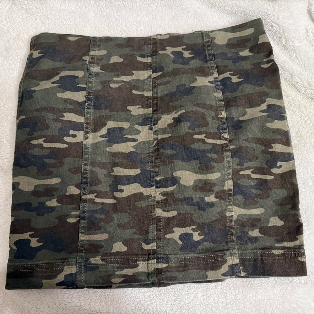 Free People Camo Mini Skirt in Green and Brown Tones